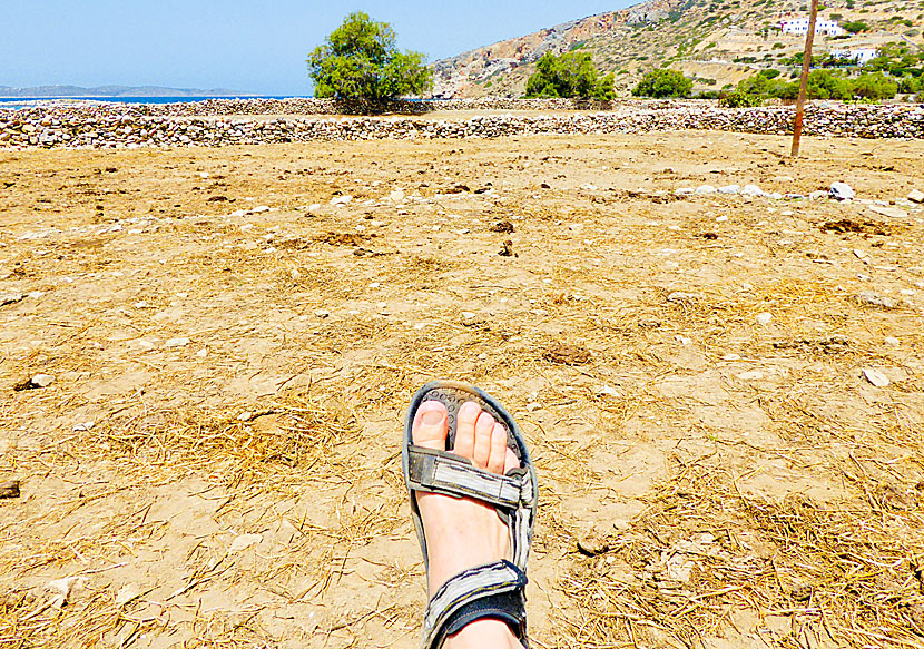 The distances on Schinoussa are short and there are few roads so most people walk or hike to the beaches.