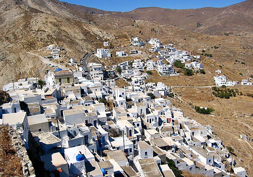 Chora on Serifos seen from above from a drone.