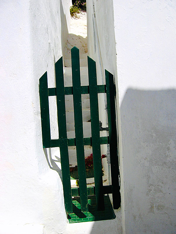 One of many narrow alleys in Kastro in Chora.