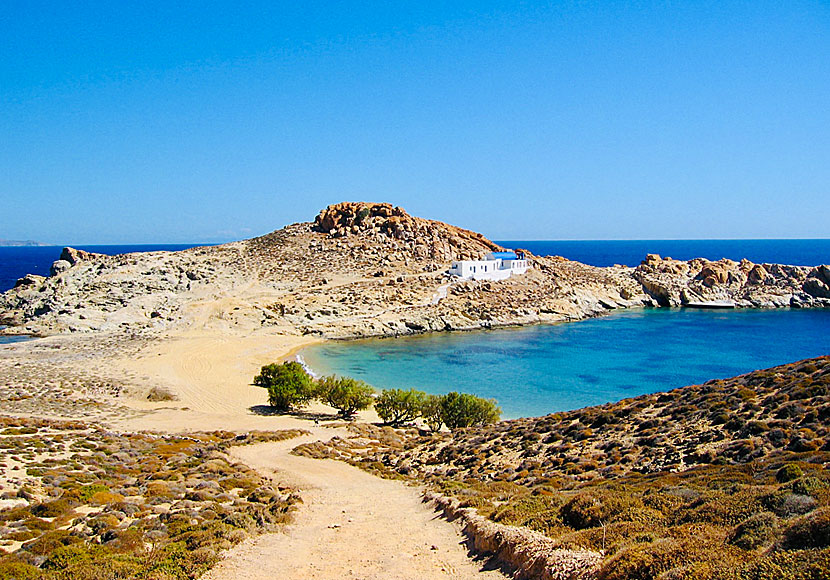 AThe child-friendly sandy beach of Agios Sostis on Serifos in Greece.