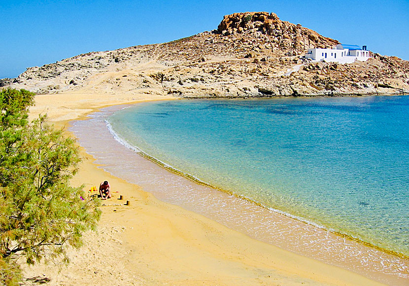 The beach and church of Agios Sostis on Serifos in the Cyclades.