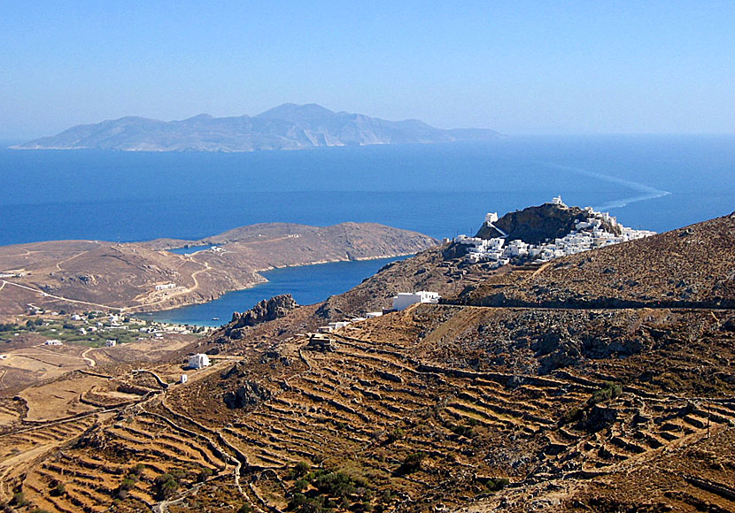 View of Livadi from Chora in  Serifos.