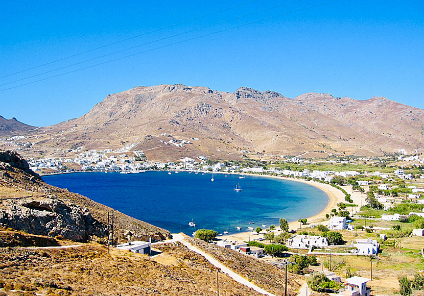Livadi village and Livadi beach on Serifos in the Cyclades.