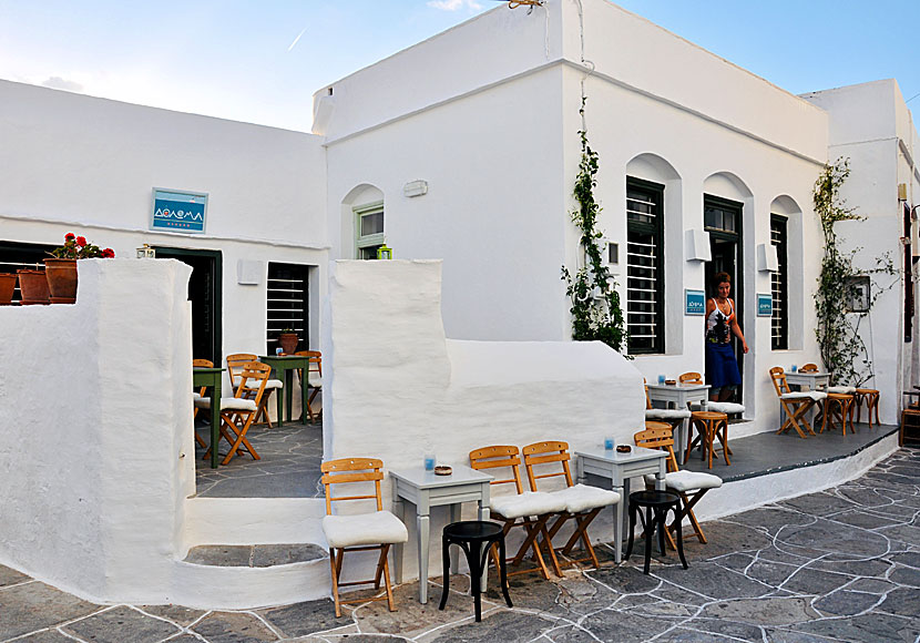 Cafe and bar along the main street in Apollonia.