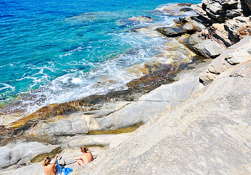 The nudist beach Chrisopigi beach in Sifnos.