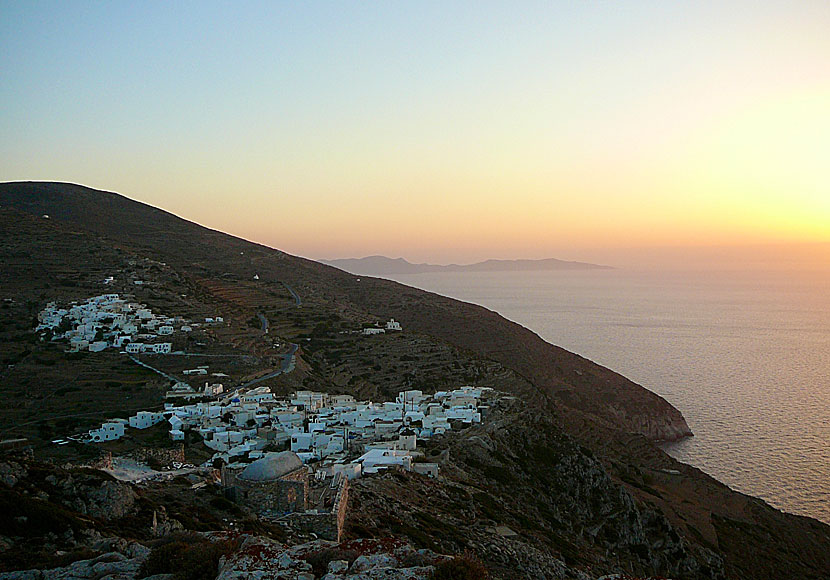 The villages of Kastro and Chorio seen from the monastery of Zoodochos Pigi on Sikinos.