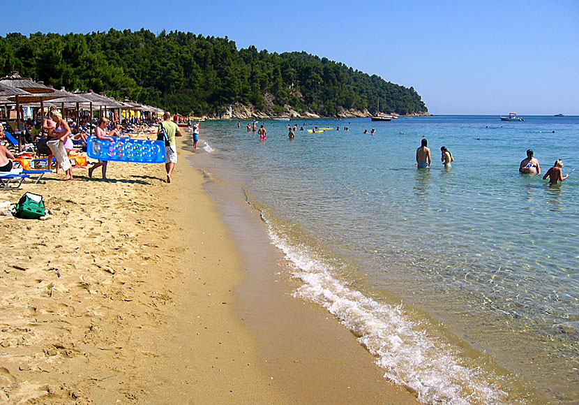 The best beaches in Skiathos. Vromolimnos beach.
