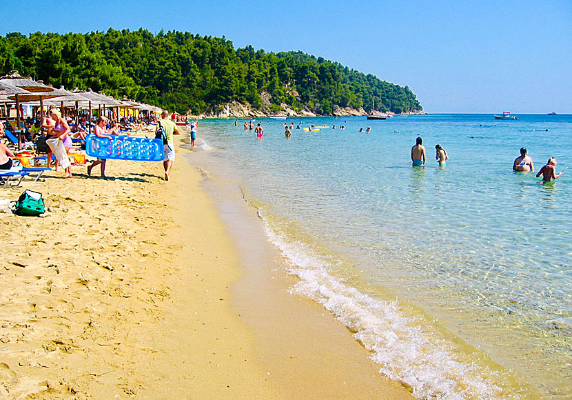 The best beaches in Skiathos. Vromolimnos beach.