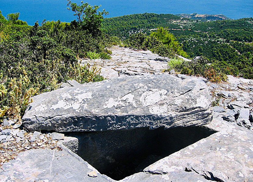 One of three sarcophagi in Sendoukia on Skopelos.