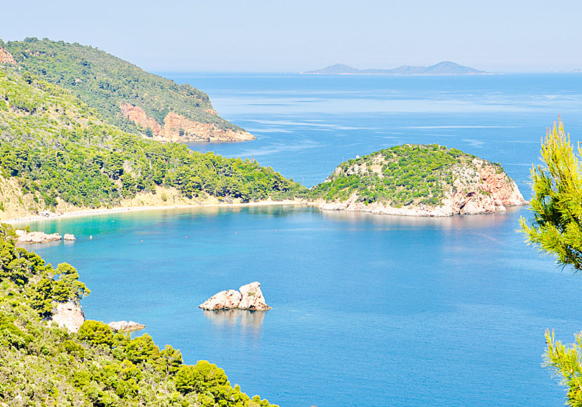 Beautiful Stafilos beach on Skopelos in Greece.