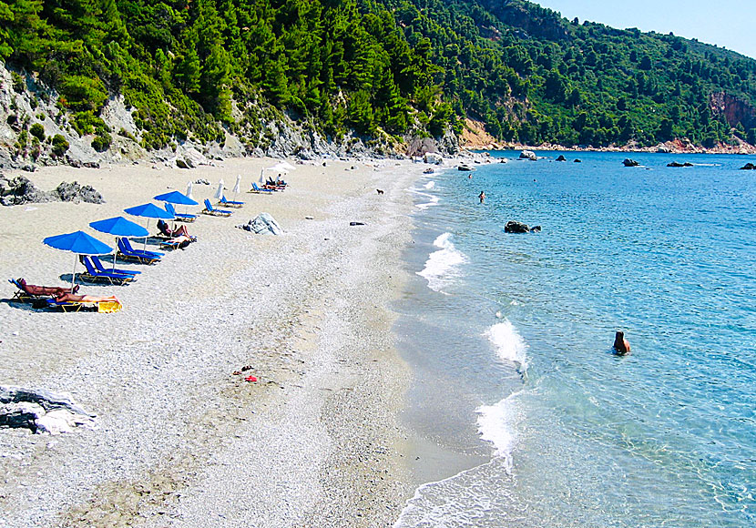 The nudist part of Velanio beach in Skopelos.