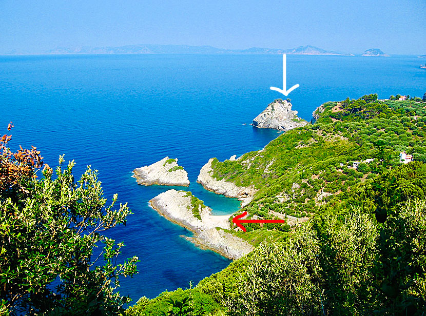 Spila beach near Mamma Mia church on Skopelos.