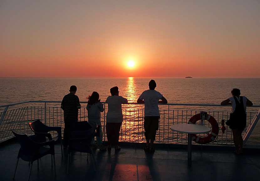 The sunset from a ferry in Chios.