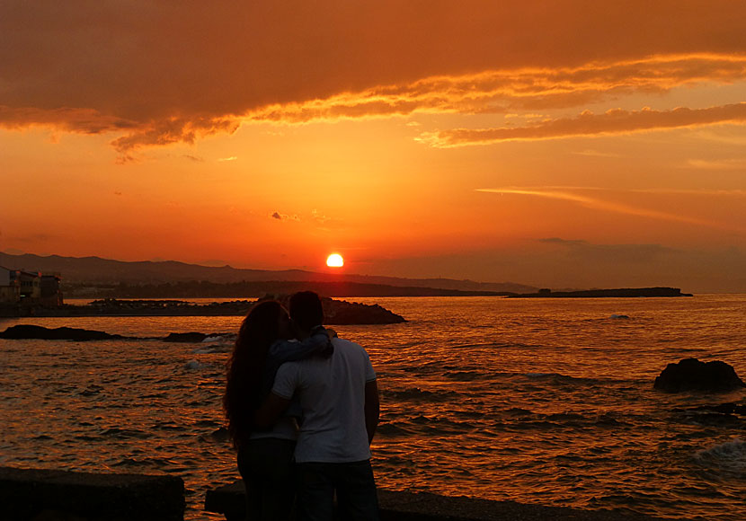 The sunset in Chania in Crete.