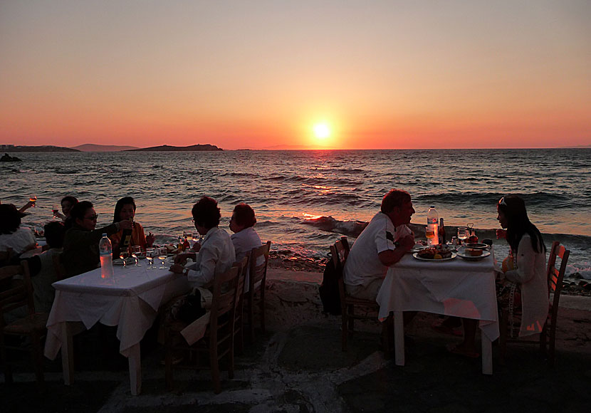 The sunset in Chora on Mykonos.