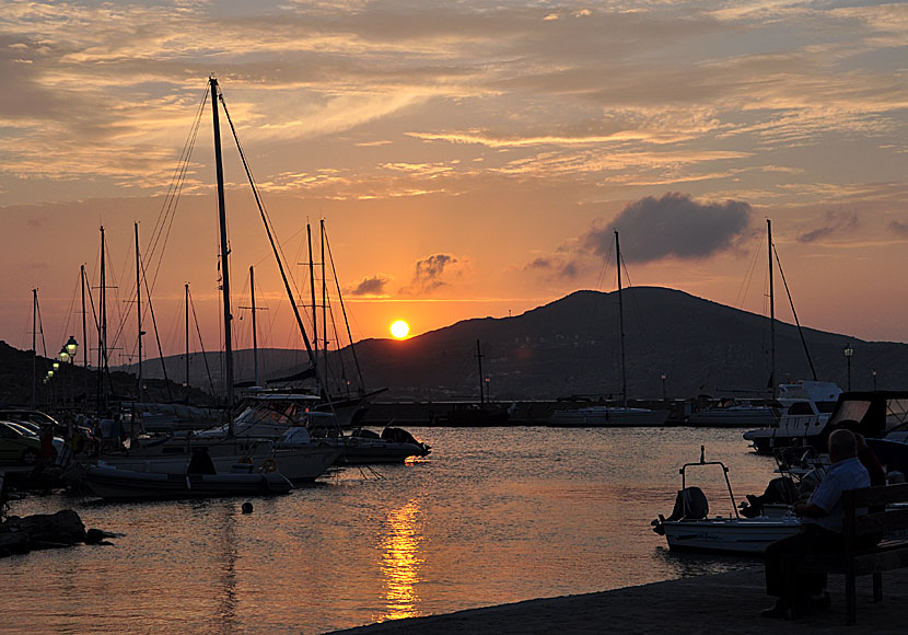 The sunset in Naoussa on Paros.