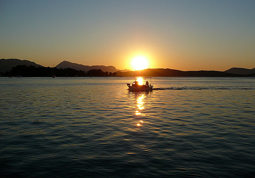 The sunset in Poros Town on Poros.