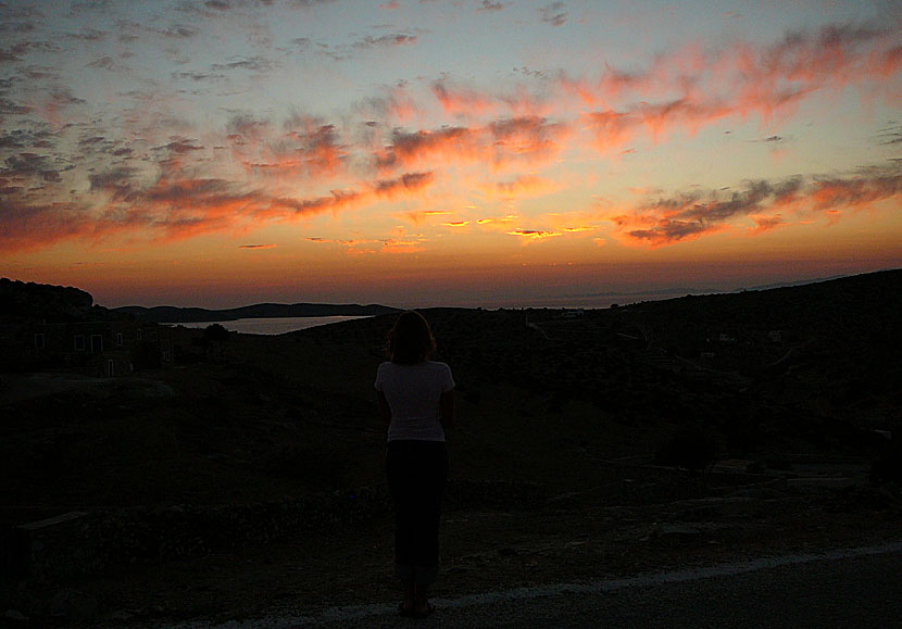 The sunset in Chora on Schinoussa.