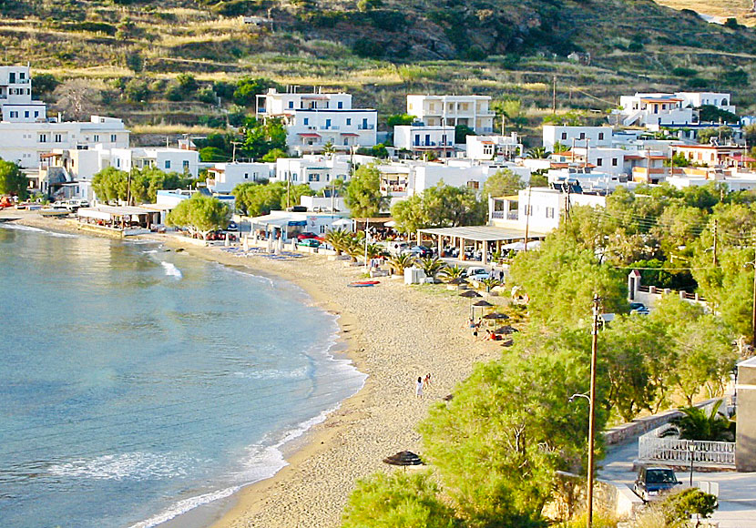 Taverns and restaurants on the beach in Kini on Syros in Greece.