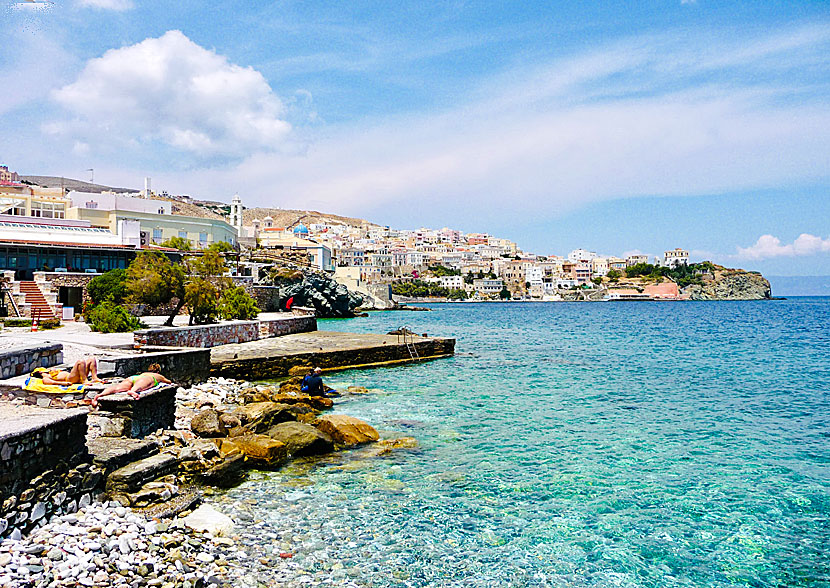 The best beaches on Syros. Ermoupolis beach.