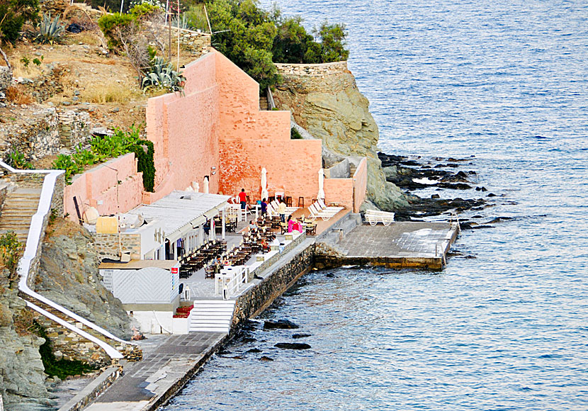 Cafe with sunset in Ermoupolis on Syros.