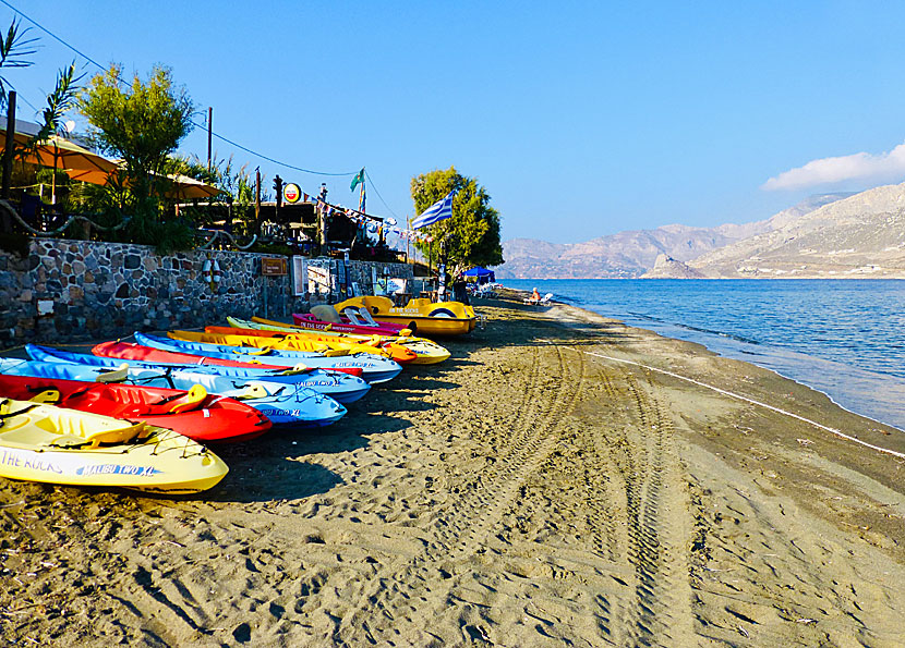 The best beaches on Telendos.  On the rock beach .