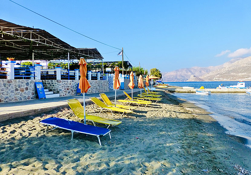 On the rock beach. The best beaches on Telendos.