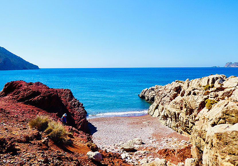 One of the small beaches to the left of Eristos in Tilos.