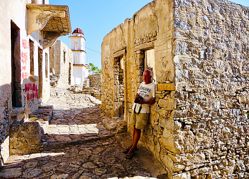 Main street in Mikro Chorio on Tilos.