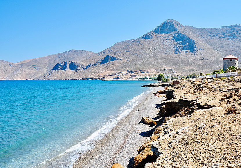 The best beaches on Tilos. Mylos beach.