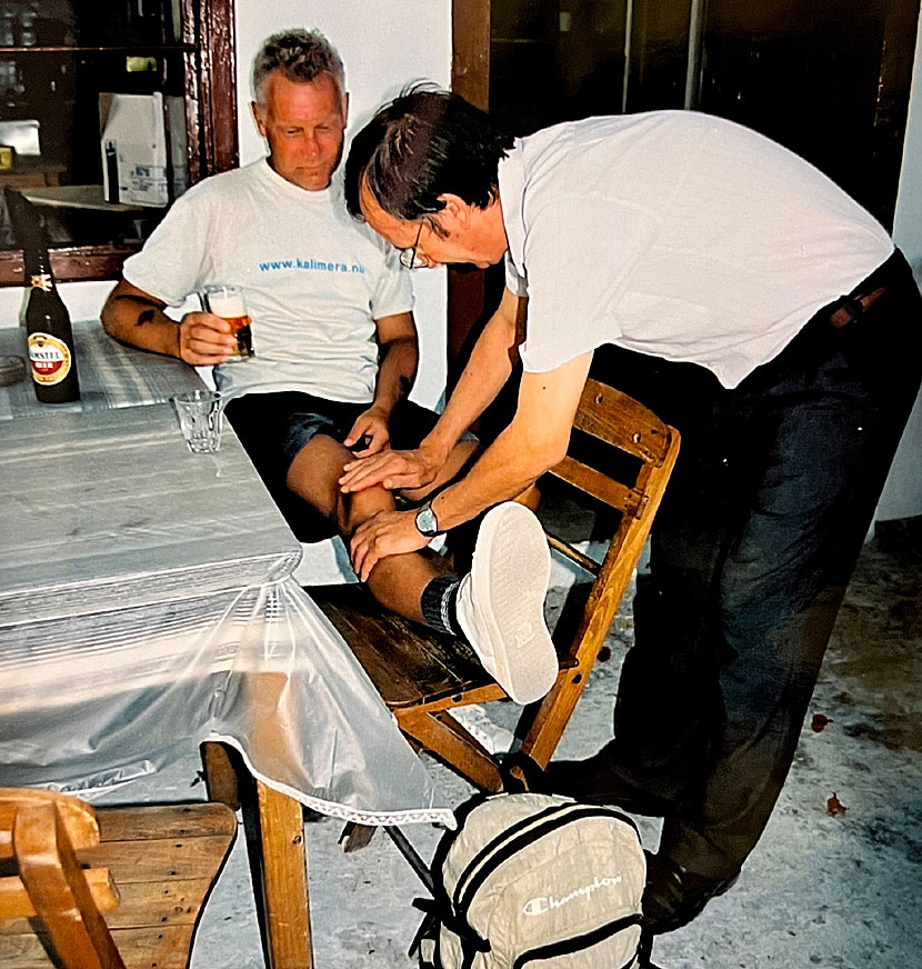 Drinking ouzo at Tilos best taverna, Omonia.