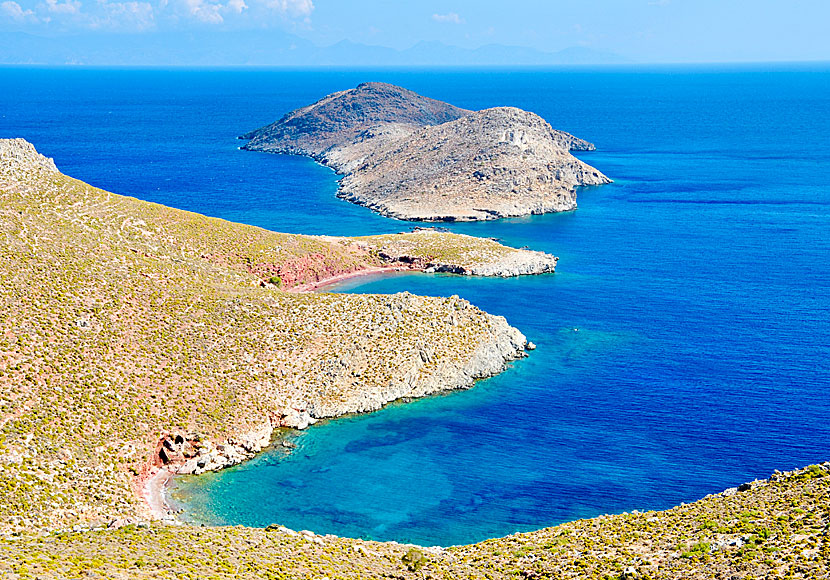 Red beach close to Lethra beach in Tilos.