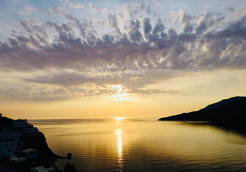 The sunrise seen from Anna's Studios in Livadia on Tilos.