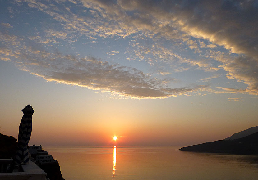 Sunrise from room number eight at Anna's Studios in Livadia on Tilos.