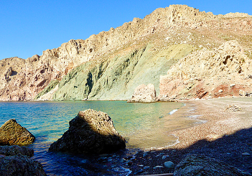 Tholos beach on Tilos in Greece.