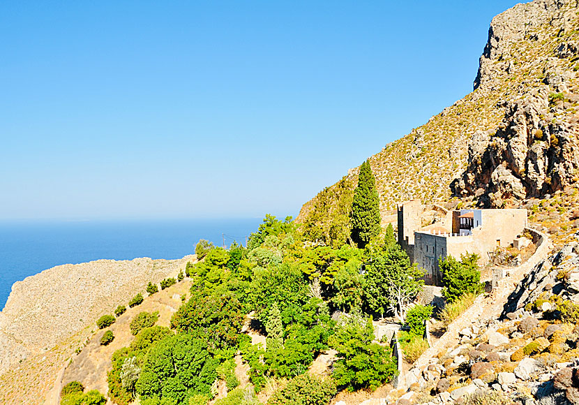 Agios Panteleimon Monastery on Tilos in Greece.