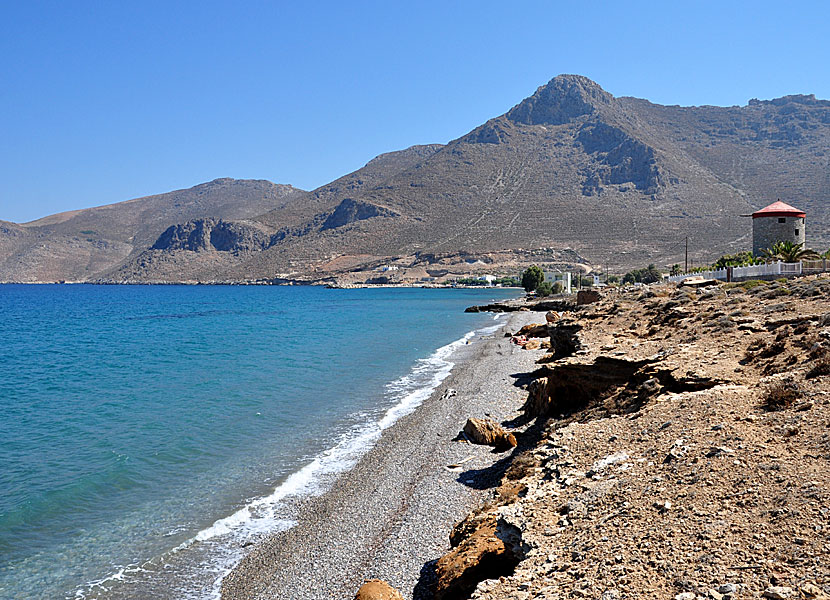 Mylos beach near Agios Antonios in Tilos.