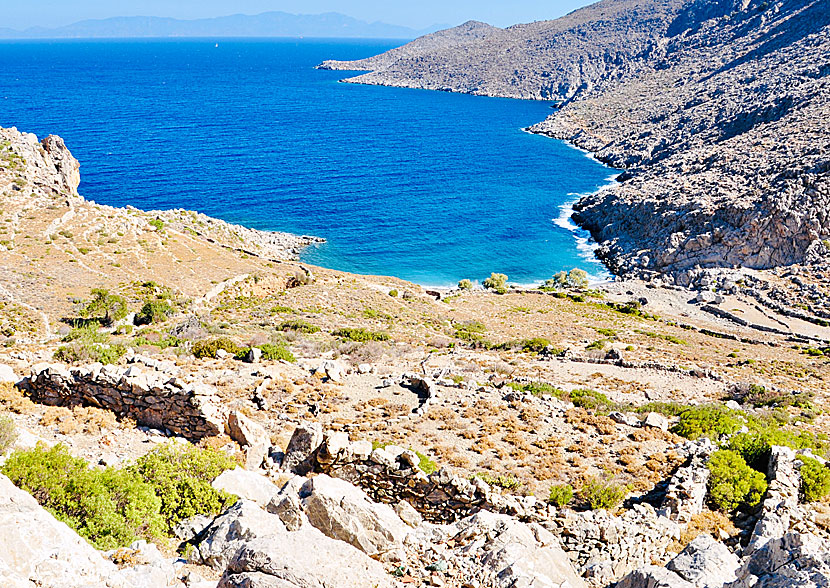 Despoti Nero beach below the village of Gera on Tilos.