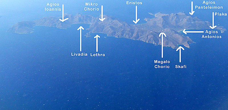 Hiking map of Tilos in Greece.