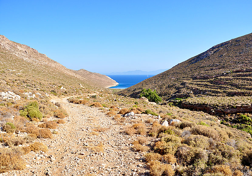 The path to Skafi beach on Tilos island