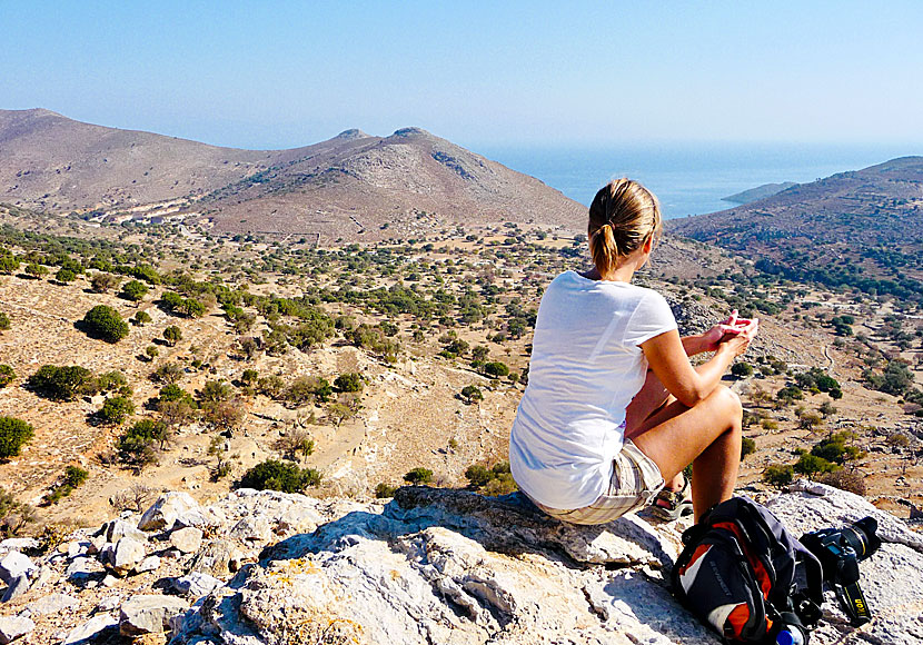 Hike to Mikro Chorio from Lethra beach on Tilos.