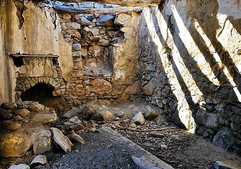 Old bakeries, cafes and fireplaces in Gera on the island of Tilos in the Dodecanese.