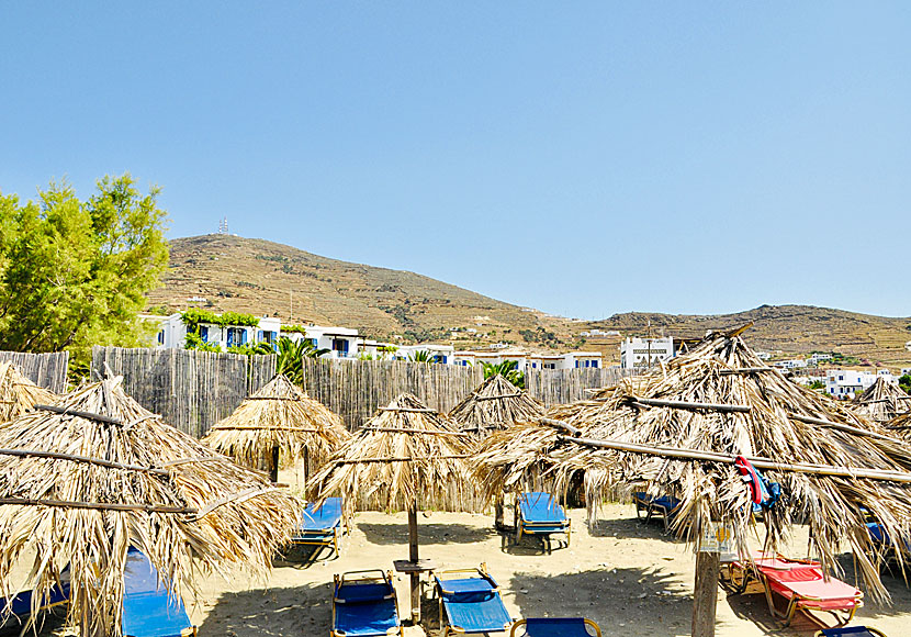 Hotels and pensions at Agios Sostis beach on Tinos.