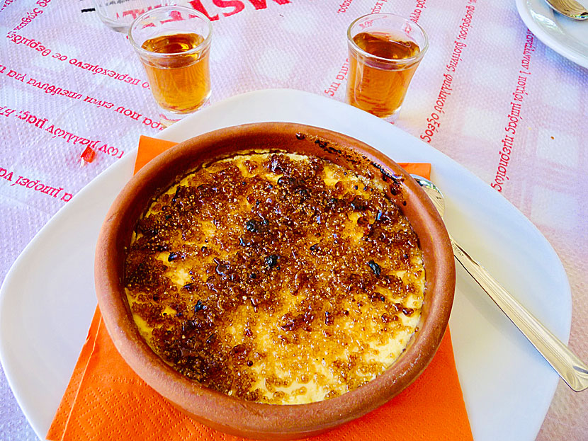 Rakomelo and Crème brûlée in Greece.