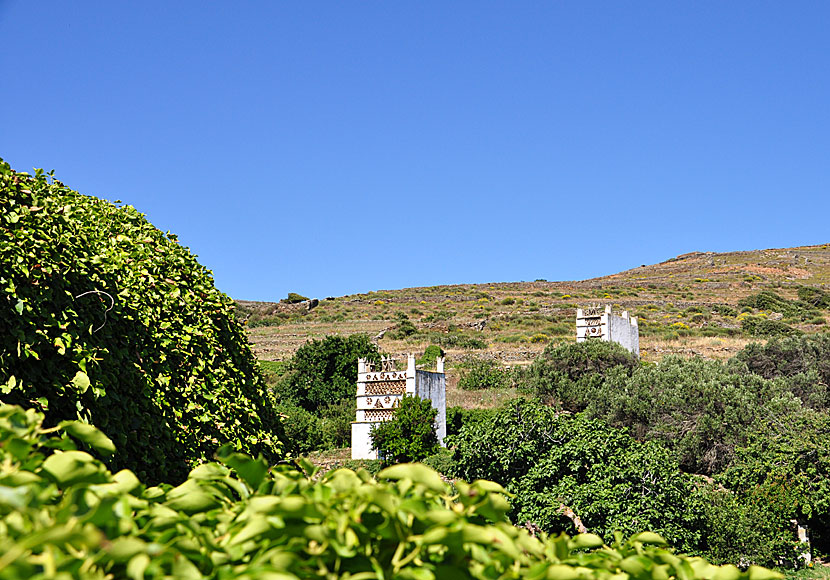 Hiking with dovecotes in Tinos island.