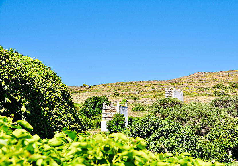 Hiking with dovecotes in Tinos island.