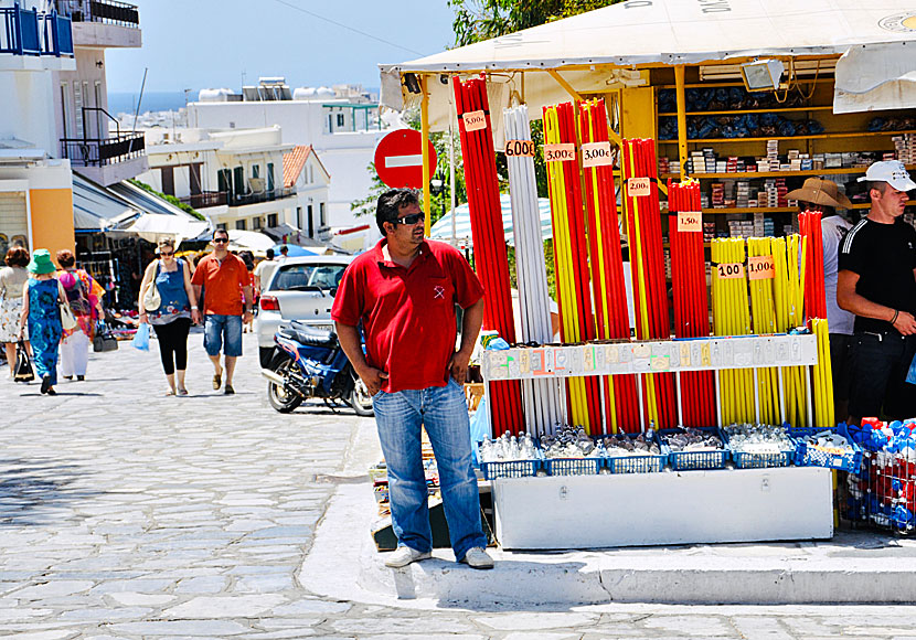 Buy holy candles for the church on Tinos in Greece.