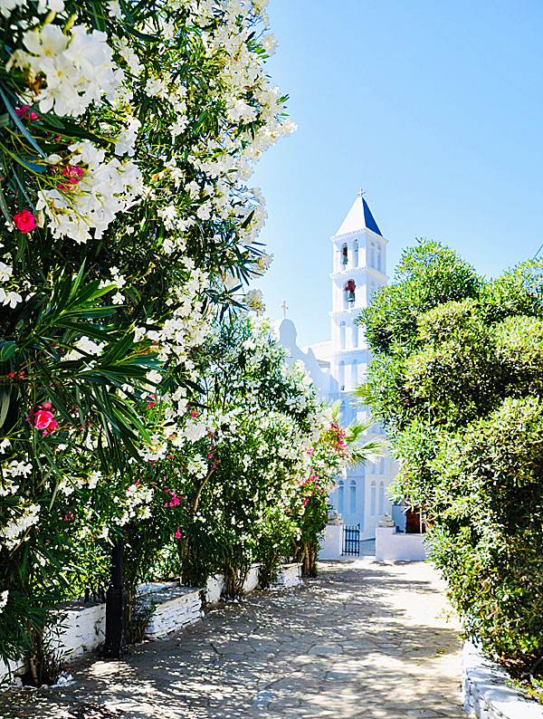 The church and the only "road" into the village of Smardakito in Tinos island in Greece.