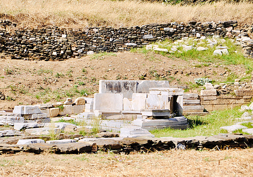 Temple of Poseidon in Kionia on Tinos in Greece.