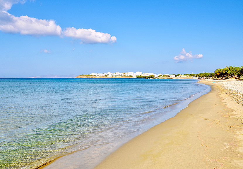 Agios Fokas beach and Tinos town in the Cyclades.